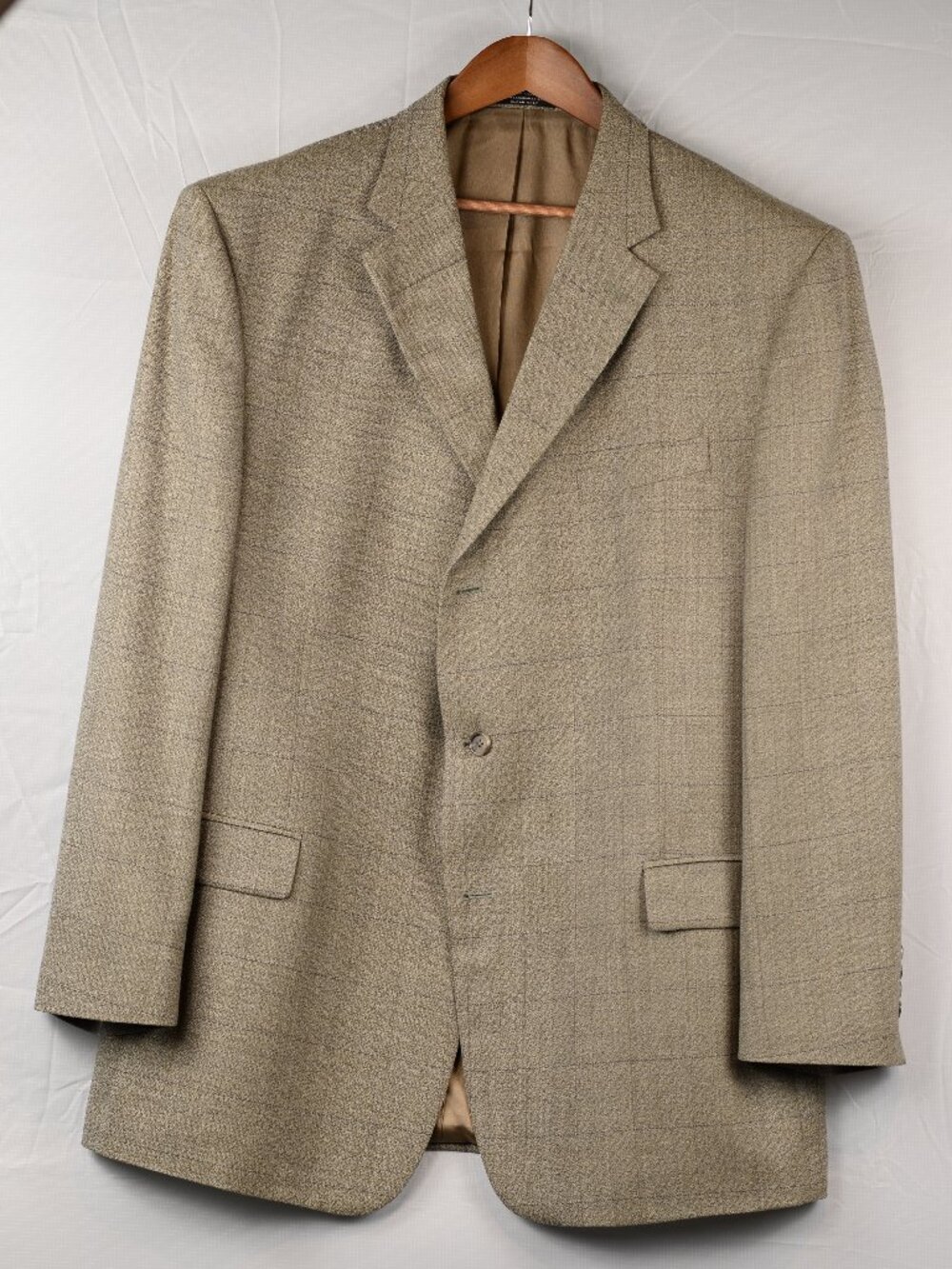 Joseph & Feiss Wool Windowpane 3-Button Sport Coat Tan/Beige 48L